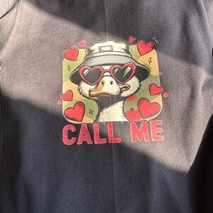 Black Kids Short Sleeve Tee with Heart Duck Design